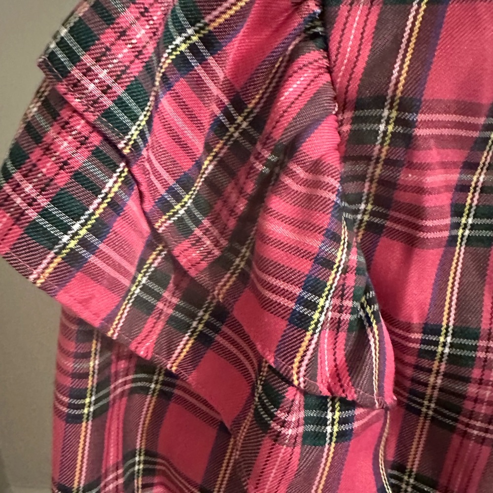 entro Pink Plaid Ruffle Sleeve Top nwt - Picture 2 of 7